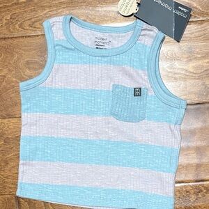 NWT Size 12M Modern Moments Organic Cotton Blue and Gray Kids Tank Top
